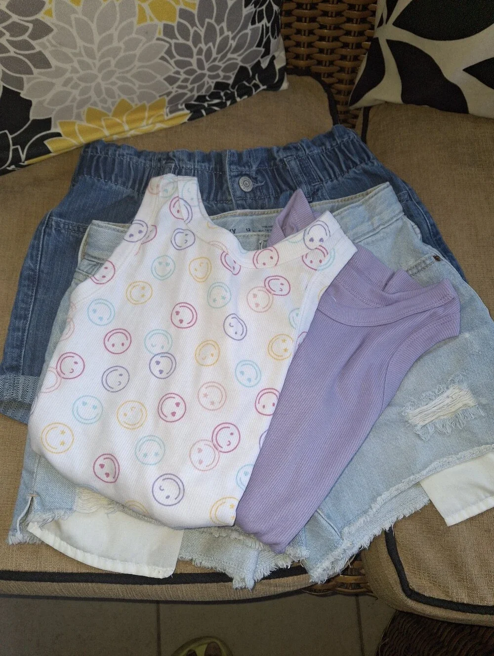 Girls Purple & Multi Smiley Tank and Shorts Set Old Navy Cat & Jack Size 12